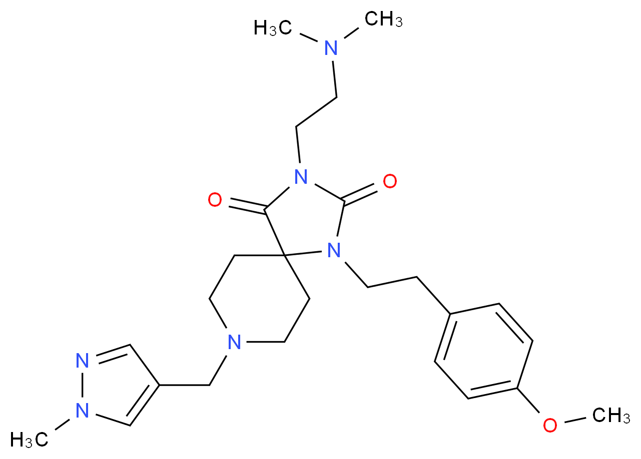 3-[2-(dimethylamino)ethyl]-1-[2-(4-methoxyphenyl)ethyl]-8-[(1-methyl-1H-pyrazol-4-yl)methyl]-1,3,8-triazaspiro[4.5]decane-2,4-dione_分子结构_CAS_)