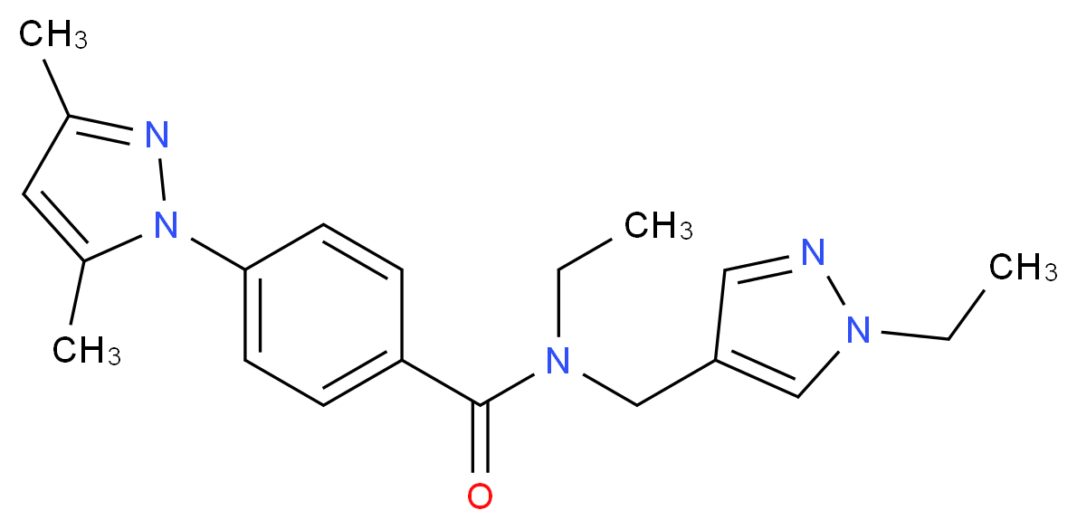 4-(3,5-dimethyl-1H-pyrazol-1-yl)-N-ethyl-N-[(1-ethyl-1H-pyrazol-4-yl)methyl]benzamide_分子结构_CAS_)