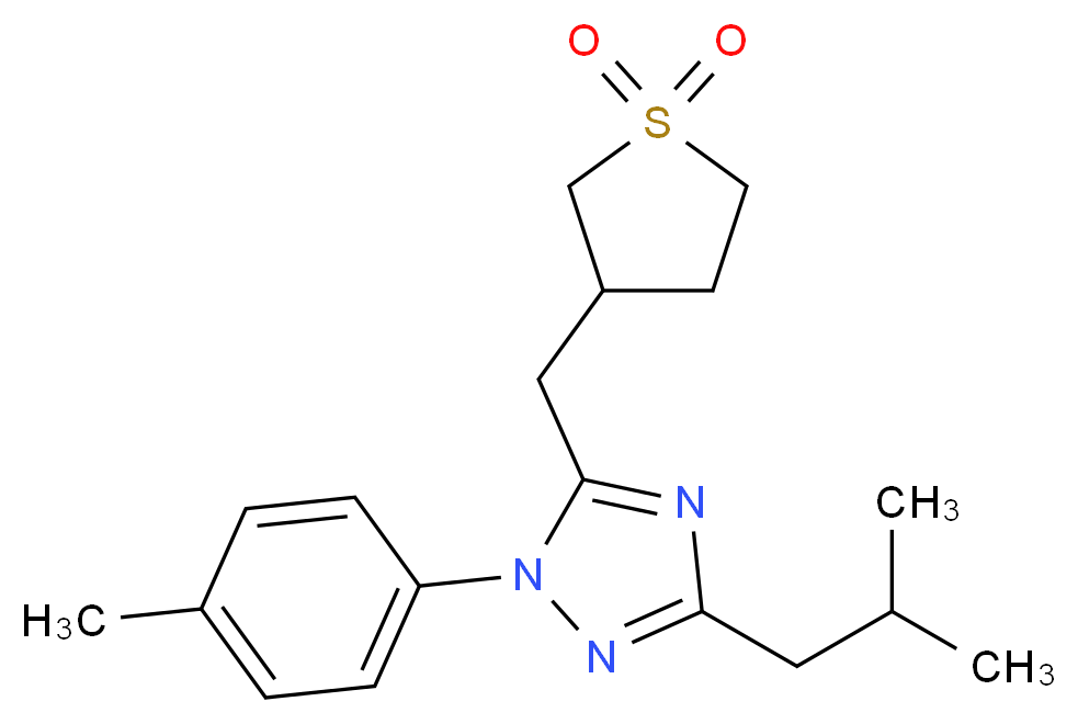 5-[(1,1-dioxidotetrahydro-3-thienyl)methyl]-3-isobutyl-1-(4-methylphenyl)-1H-1,2,4-triazole_分子结构_CAS_)
