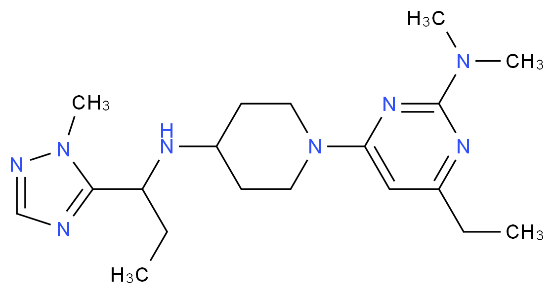 4-ethyl-N,N-dimethyl-6-(4-{[1-(1-methyl-1H-1,2,4-triazol-5-yl)propyl]amino}piperidin-1-yl)pyrimidin-2-amine_分子结构_CAS_)