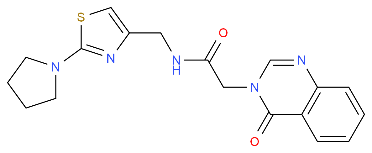 2-(4-oxo-3(4H)-quinazolinyl)-N-{[2-(1-pyrrolidinyl)-1,3-thiazol-4-yl]methyl}acetamide_分子结构_CAS_)