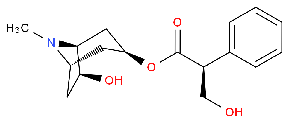 (1S,3S,5S,6S)-6-hydroxy-8-methyl-8-azabicyclo[3.2.1]octan-3-yl (2S)-3-hydroxy-2-phenylpropanoate_分子结构_CAS_55869-99-3