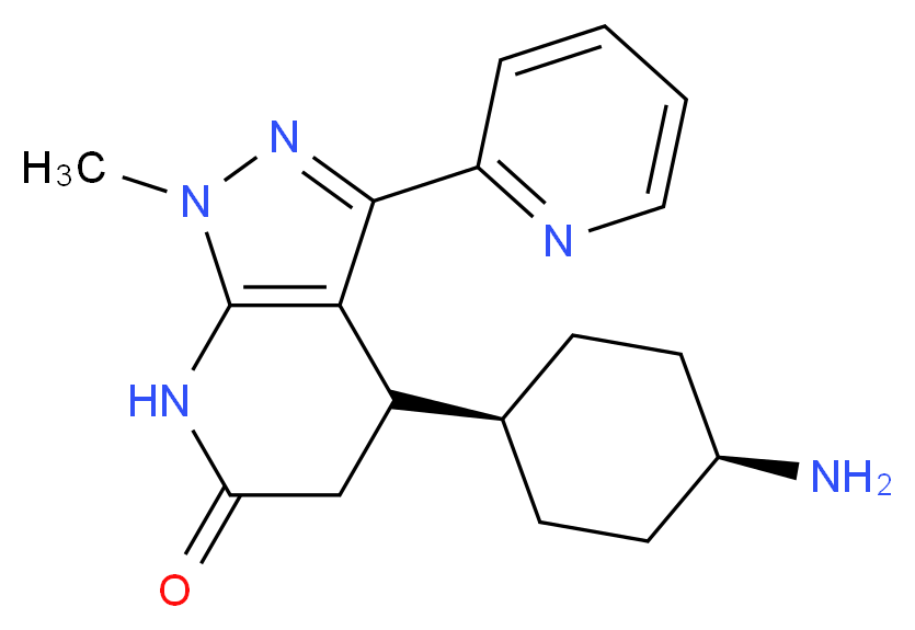 rac-4-(cis-4-aminocyclohexyl)-1-methyl-3-pyridin-2-yl-1,4,5,7-tetrahydro-6H-pyrazolo[3,4-b]pyridin-6-one_分子结构_CAS_)