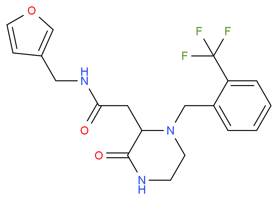 N-(3-furylmethyl)-2-{3-oxo-1-[2-(trifluoromethyl)benzyl]-2-piperazinyl}acetamide_分子结构_CAS_)