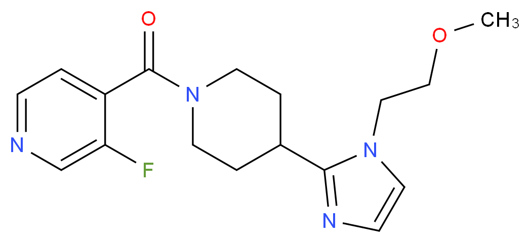 3-fluoro-4-({4-[1-(2-methoxyethyl)-1H-imidazol-2-yl]-1-piperidinyl}carbonyl)pyridine_分子结构_CAS_)
