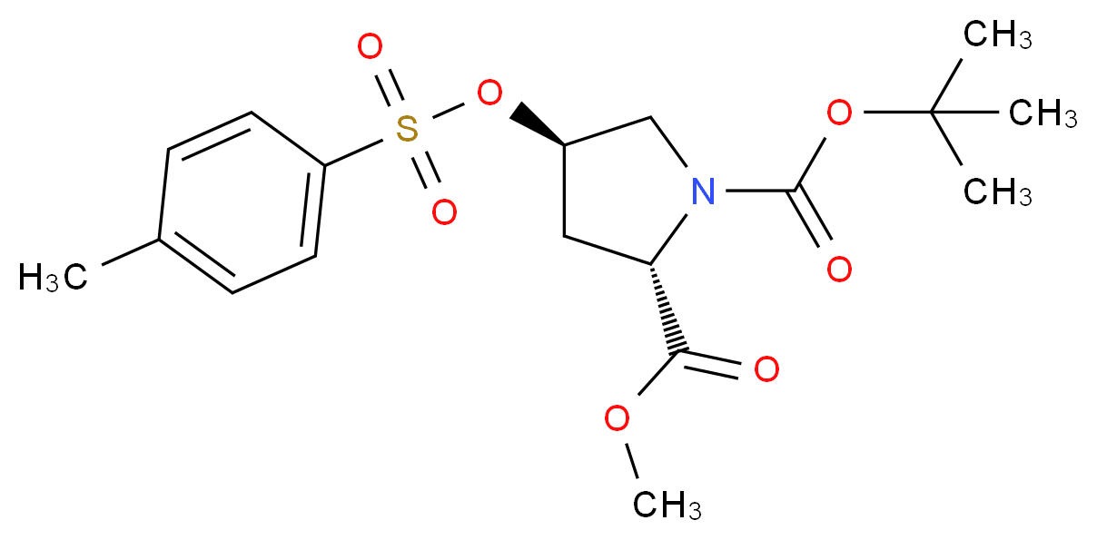 1-tert-butyl 2-methyl (2S,4R)-4-[(4-methylbenzenesulfonyl)oxy]pyrrolidine-1,2-dicarboxylate_分子结构_CAS_88043-21-4