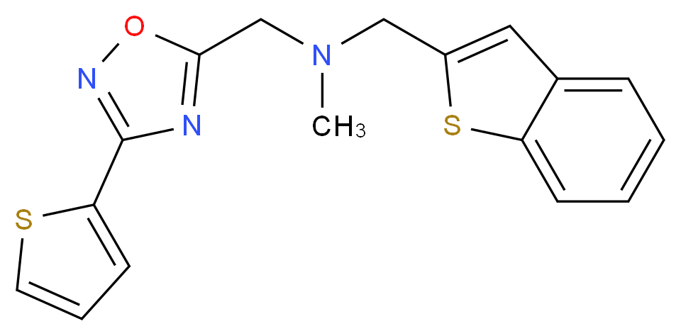 (1-benzothien-2-ylmethyl)methyl{[3-(2-thienyl)-1,2,4-oxadiazol-5-yl]methyl}amine_分子结构_CAS_)