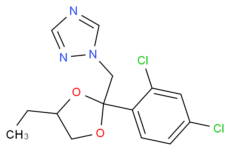 1-{[2-(2,4-dichlorophenyl)-4-ethyl-1,3-dioxolan-2-yl]methyl}-1H-1,2,4-triazole_分子结构_CAS_71245-23-3