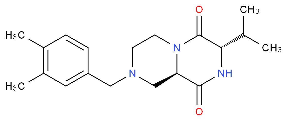 (3S,9aR)-8-(3,4-dimethylbenzyl)-3-isopropyltetrahydro-2H-pyrazino[1,2-a]pyrazine-1,4(3H,6H)-dione_分子结构_CAS_)