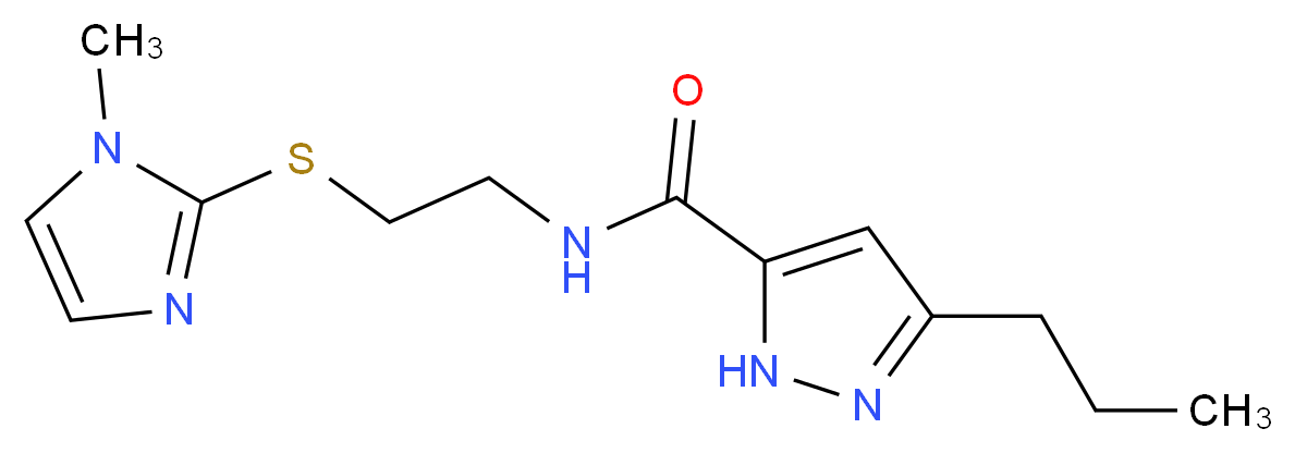 N-{2-[(1-methyl-1H-imidazol-2-yl)thio]ethyl}-3-propyl-1H-pyrazole-5-carboxamide_分子结构_CAS_)