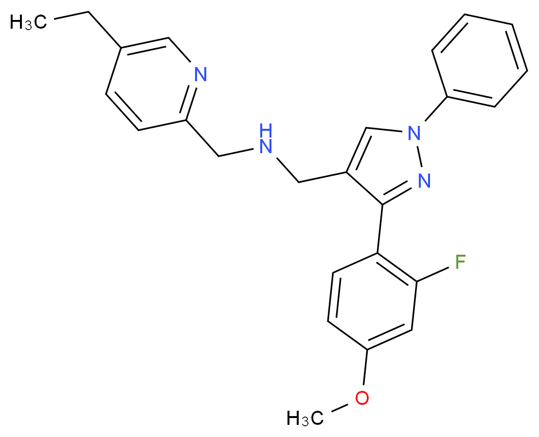 1-(5-ethyl-2-pyridinyl)-N-{[3-(2-fluoro-4-methoxyphenyl)-1-phenyl-1H-pyrazol-4-yl]methyl}methanamine_分子结构_CAS_)