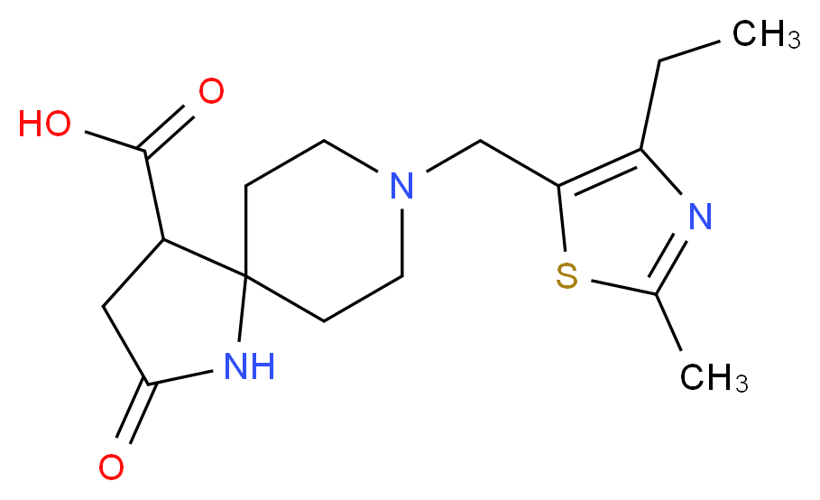 8-[(4-ethyl-2-methyl-1,3-thiazol-5-yl)methyl]-2-oxo-1,8-diazaspiro[4.5]decane-4-carboxylic acid_分子结构_CAS_)