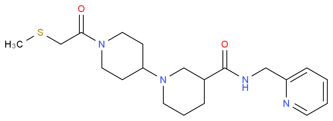 1'-[(methylthio)acetyl]-N-(pyridin-2-ylmethyl)-1,4'-bipiperidine-3-carboxamide_分子结构_CAS_)