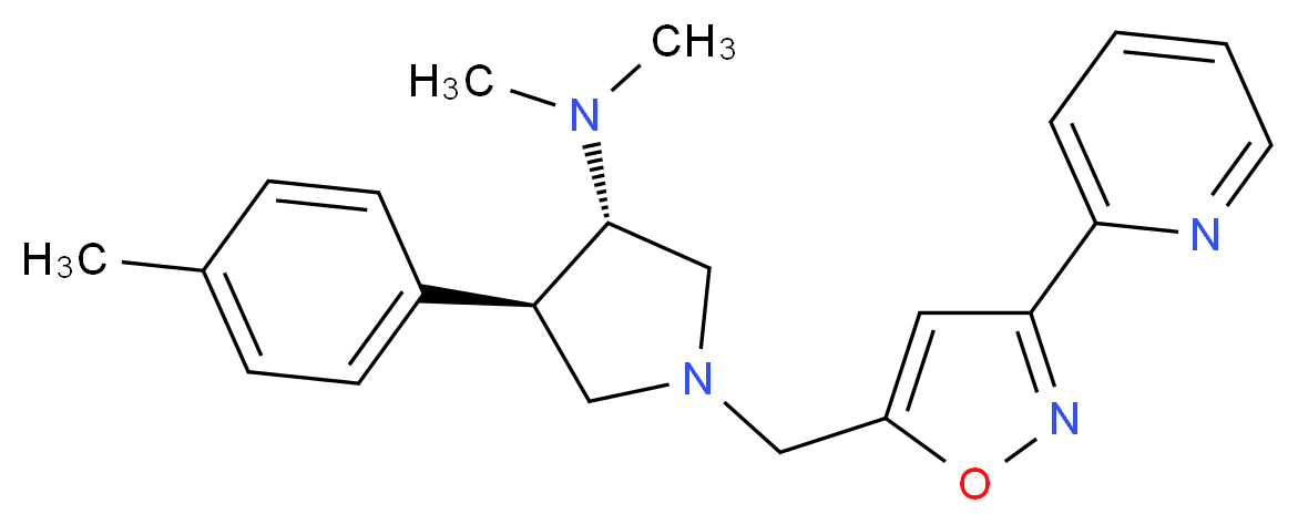 (3S*,4R*)-N,N-dimethyl-4-(4-methylphenyl)-1-{[3-(2-pyridinyl)-5-isoxazolyl]methyl}-3-pyrrolidinamine_分子结构_CAS_)