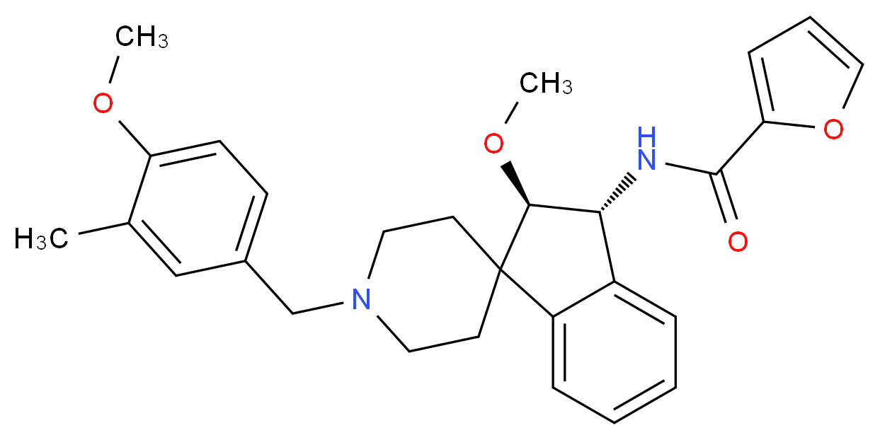 N-[(2R*,3R*)-2-methoxy-1'-(4-methoxy-3-methylbenzyl)-2,3-dihydrospiro[indene-1,4'-piperidin]-3-yl]-2-furamide_分子结构_CAS_)