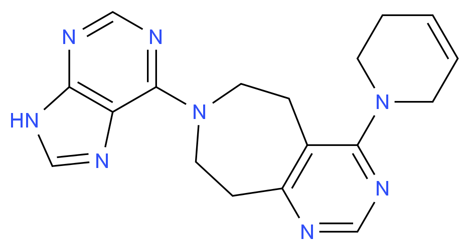 4-(3,6-dihydropyridin-1(2H)-yl)-7-(9H-purin-6-yl)-6,7,8,9-tetrahydro-5H-pyrimido[4,5-d]azepine_分子结构_CAS_)