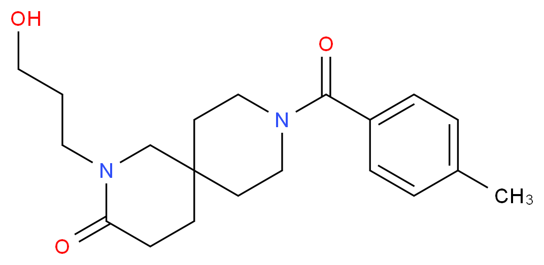 2-(3-hydroxypropyl)-9-(4-methylbenzoyl)-2,9-diazaspiro[5.5]undecan-3-one_分子结构_CAS_)
