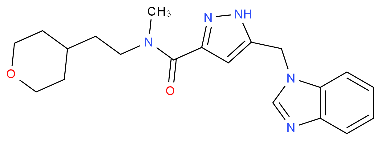 5-(1H-benzimidazol-1-ylmethyl)-N-methyl-N-[2-(tetrahydro-2H-pyran-4-yl)ethyl]-1H-pyrazole-3-carboxamide_分子结构_CAS_)