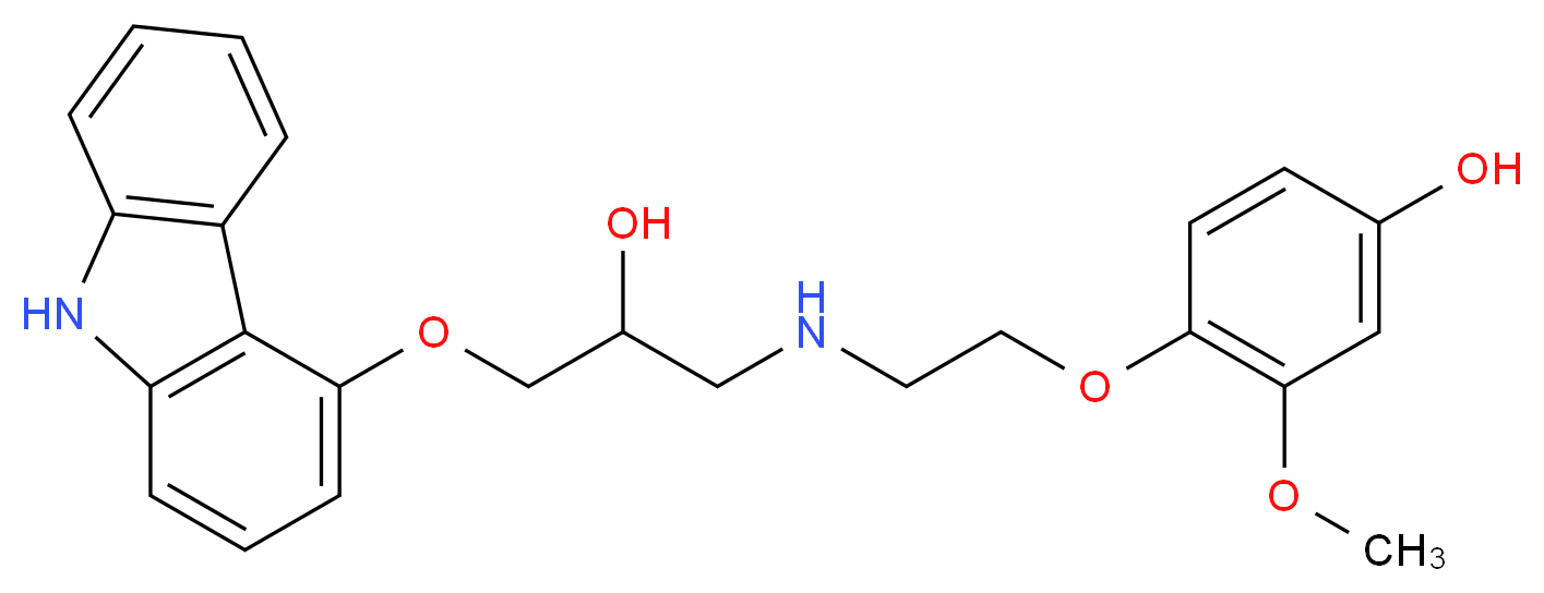 4-(2-{[3-(9H-carbazol-4-yloxy)-2-hydroxypropyl]amino}ethoxy)-3-methoxyphenol_分子结构_CAS_142227-49-4