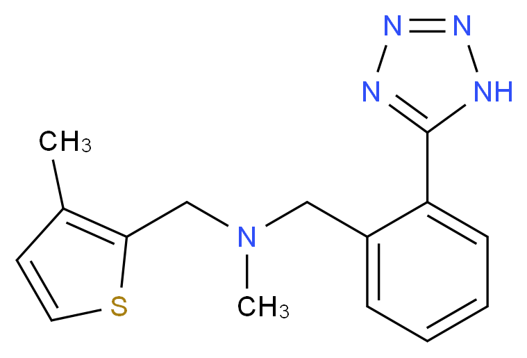 N-methyl-1-(3-methyl-2-thienyl)-N-[2-(1H-tetrazol-5-yl)benzyl]methanamine_分子结构_CAS_)