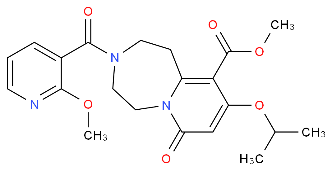 methyl 9-isopropoxy-3-[(2-methoxy-3-pyridinyl)carbonyl]-7-oxo-1,2,3,4,5,7-hexahydropyrido[1,2-d][1,4]diazepine-10-carboxylate_分子结构_CAS_)