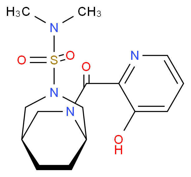 (1R*,5R*)-6-[(3-hydroxy-2-pyridinyl)carbonyl]-N,N-dimethyl-3,6-diazabicyclo[3.2.2]nonane-3-sulfonamide_分子结构_CAS_)