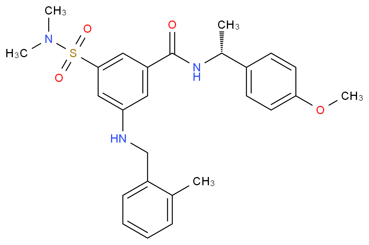 3-[(dimethylamino)sulfonyl]-N-[(1R)-1-(4-methoxyphenyl)ethyl]-5-[(2-methylbenzyl)amino]benzamide_分子结构_CAS_)
