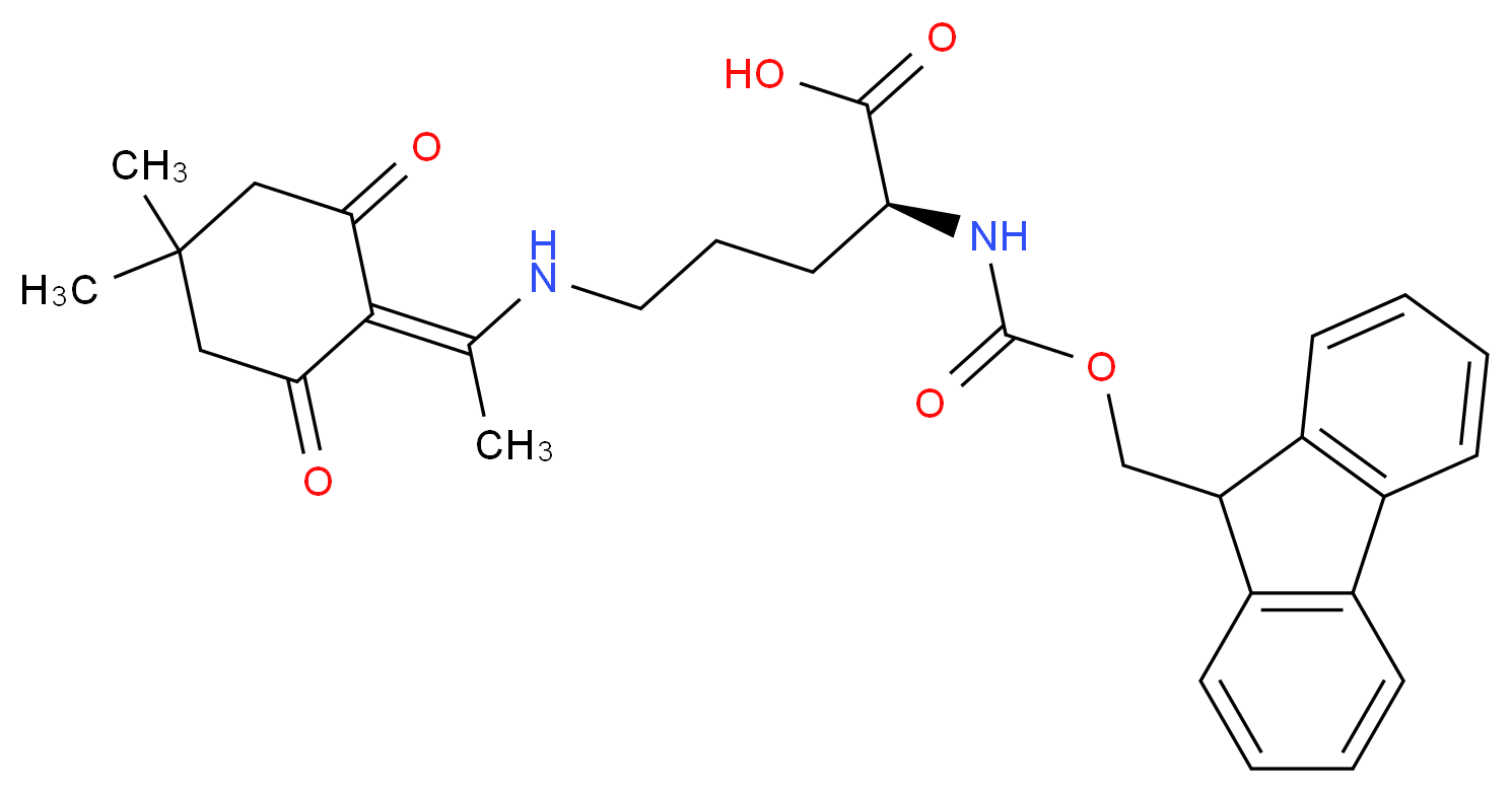 Fmoc-(Nd-1-(4,4-dimethyl-2,6-dioxo-cyclohex-1-ylidene)ethyl)-L-ornithine_分子结构_CAS_269062-80-8)