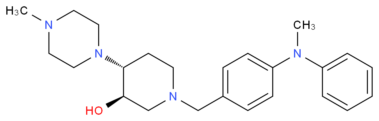 (3R*,4R*)-1-{4-[methyl(phenyl)amino]benzyl}-4-(4-methyl-1-piperazinyl)-3-piperidinol_分子结构_CAS_)