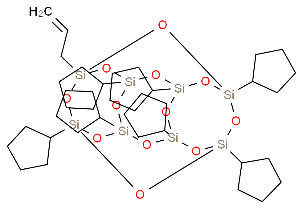 1,3,5,7,9,11,13-heptacyclopentyl-15-(prop-2-en-1-yl)pentacyclo[9.5.1.1<sup>3</sup>,<sup>9</sup>.1<sup>5</sup>,<sup>1</sup><sup>5</sup>.1<sup>7</sup>,<sup>1</sup><sup>3</sup>]octasiloxane_分子结构_CAS_205131-81-3