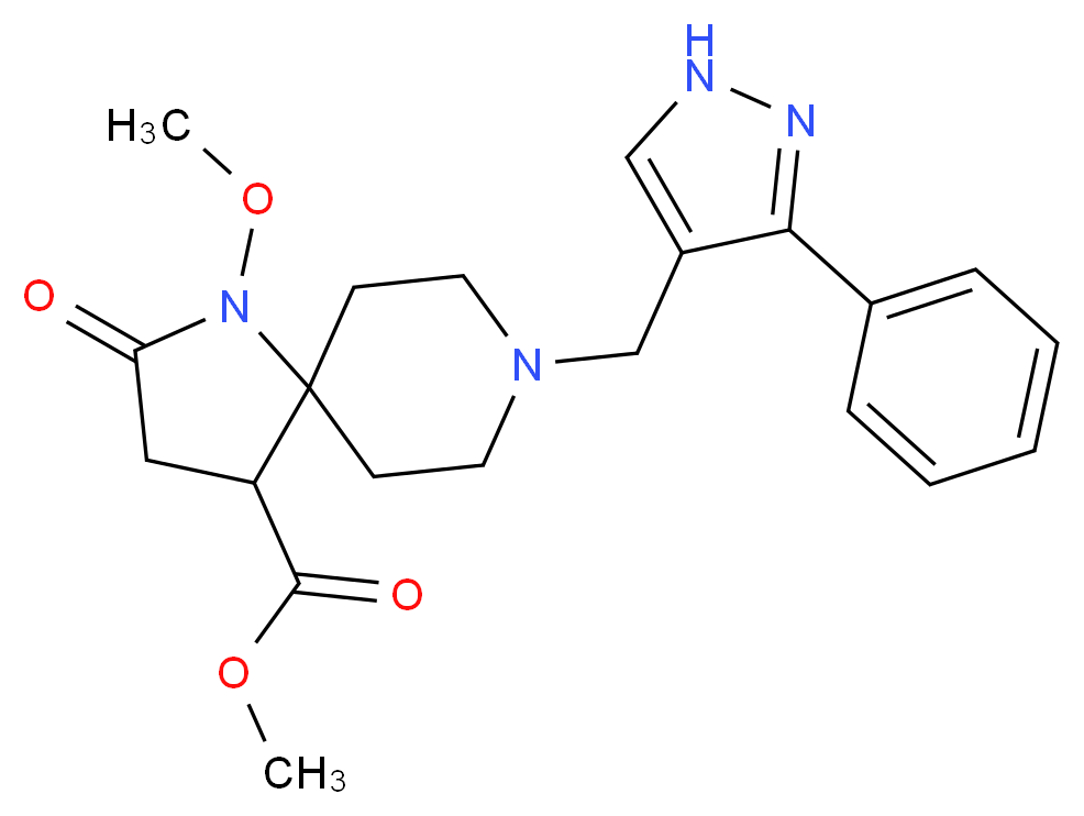 methyl 1-methoxy-2-oxo-8-[(3-phenyl-1H-pyrazol-4-yl)methyl]-1,8-diazaspiro[4.5]decane-4-carboxylate_分子结构_CAS_)