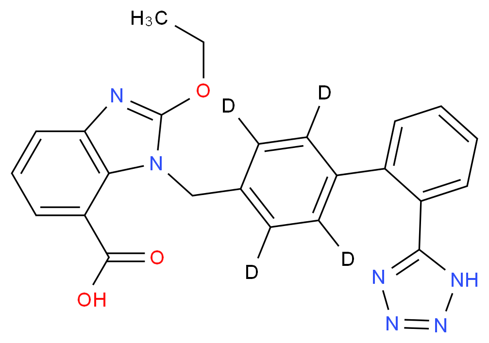 2-ethoxy-1-({4-[2-(1H-1,2,3,4-tetrazol-5-yl)phenyl](<sup>2</sup>H<sub>4</sub>)phenyl}methyl)-1H-1,3-benzodiazole-7-carboxylic acid_分子结构_CAS_1346604-70-3