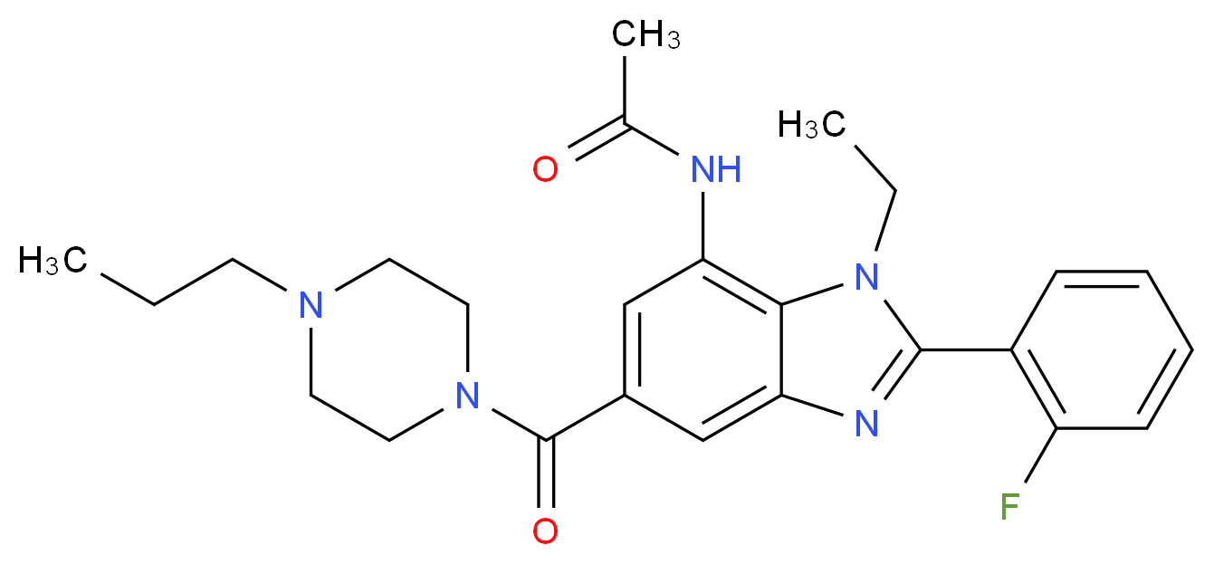 N-{1-ethyl-2-(2-fluorophenyl)-5-[(4-propyl-1-piperazinyl)carbonyl]-1H-benzimidazol-7-yl}acetamide_分子结构_CAS_)