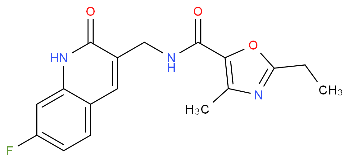2-ethyl-N-[(7-fluoro-2-oxo-1,2-dihydroquinolin-3-yl)methyl]-4-methyl-1,3-oxazole-5-carboxamide_分子结构_CAS_)