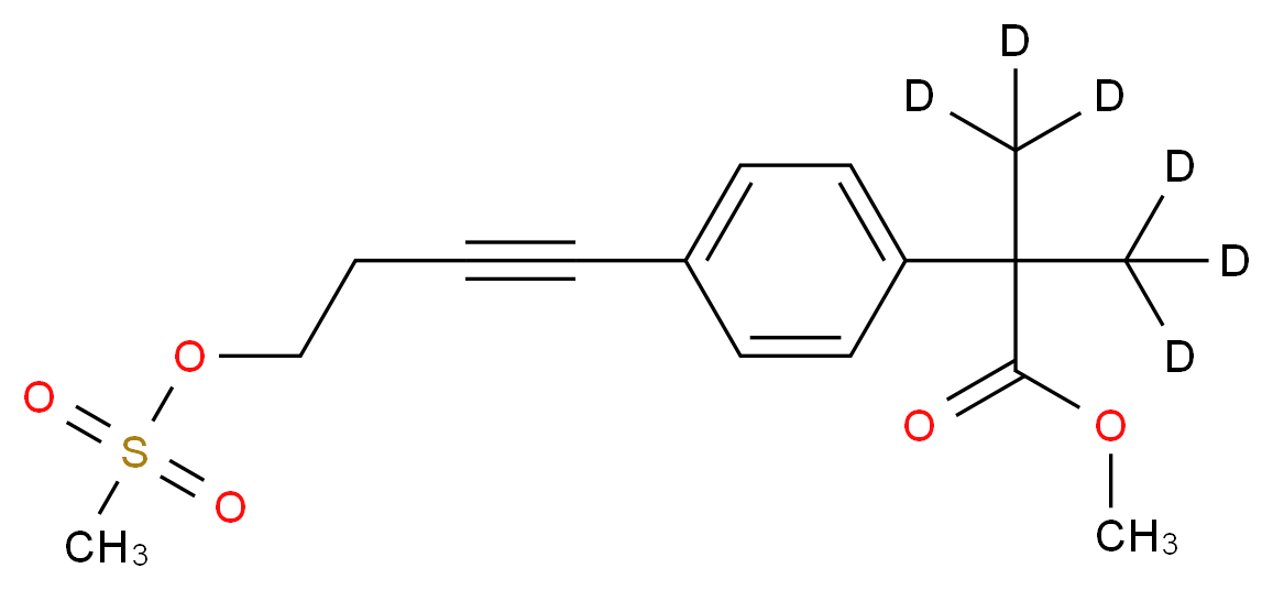 methyl 2-{4-[4-(methanesulfonyloxy)but-1-yn-1-yl]phenyl}-2-(<sup>2</sup>H<sub>3</sub>)methyl(<sup>2</sup>H<sub>3</sub>)propanoate_分子结构_CAS_1020719-58-7