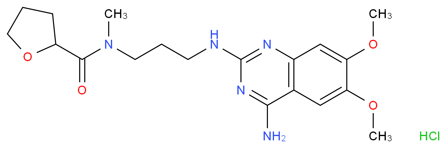 N-{3-[(4-amino-6,7-dimethoxyquinazolin-2-yl)amino]propyl}-N-methyloxolane-2-carboxamide hydrochloride_分子结构_CAS_72104-34-8