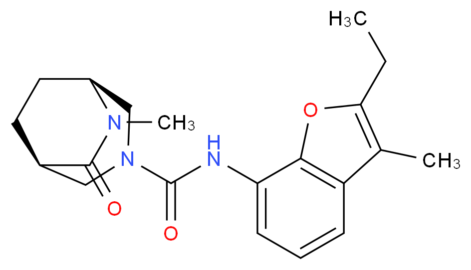 (1R*,5S*)-N-(2-ethyl-3-methyl-1-benzofuran-7-yl)-6-methyl-7-oxo-3,6-diazabicyclo[3.2.2]nonane-3-carboxamide_分子结构_CAS_)