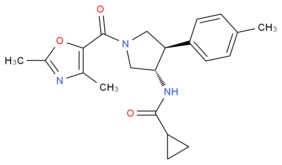 N-[(3S*,4R*)-1-[(2,4-dimethyl-1,3-oxazol-5-yl)carbonyl]-4-(4-methylphenyl)-3-pyrrolidinyl]cyclopropanecarboxamide_分子结构_CAS_)