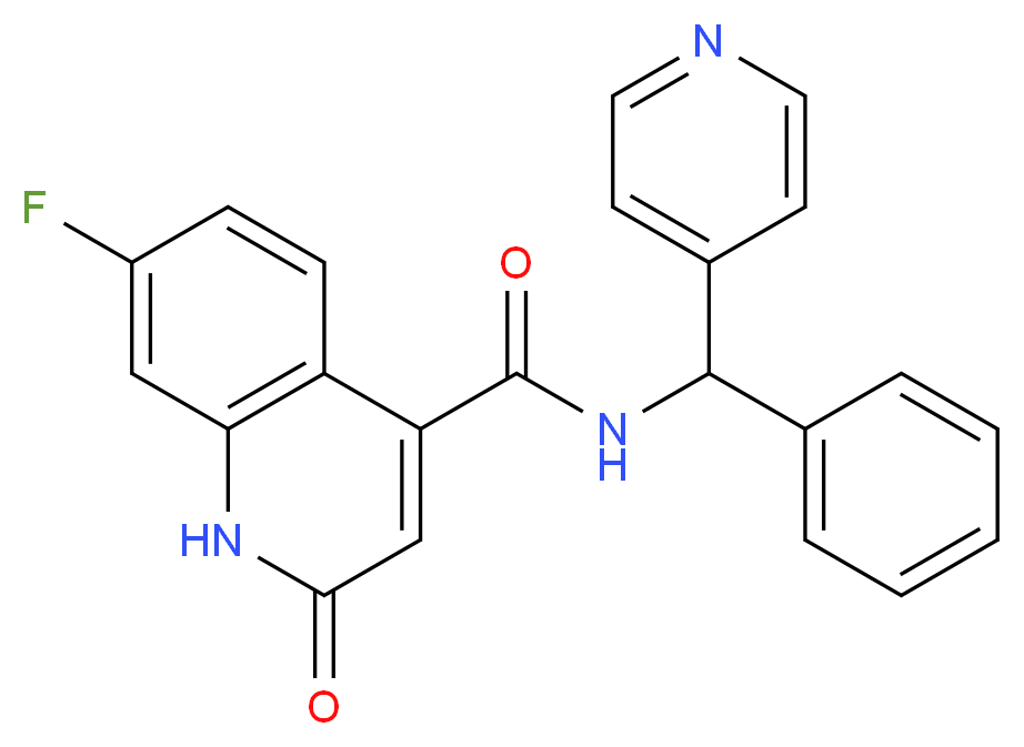 7-fluoro-2-oxo-N-[phenyl(pyridin-4-yl)methyl]-1,2-dihydroquinoline-4-carboxamide_分子结构_CAS_)