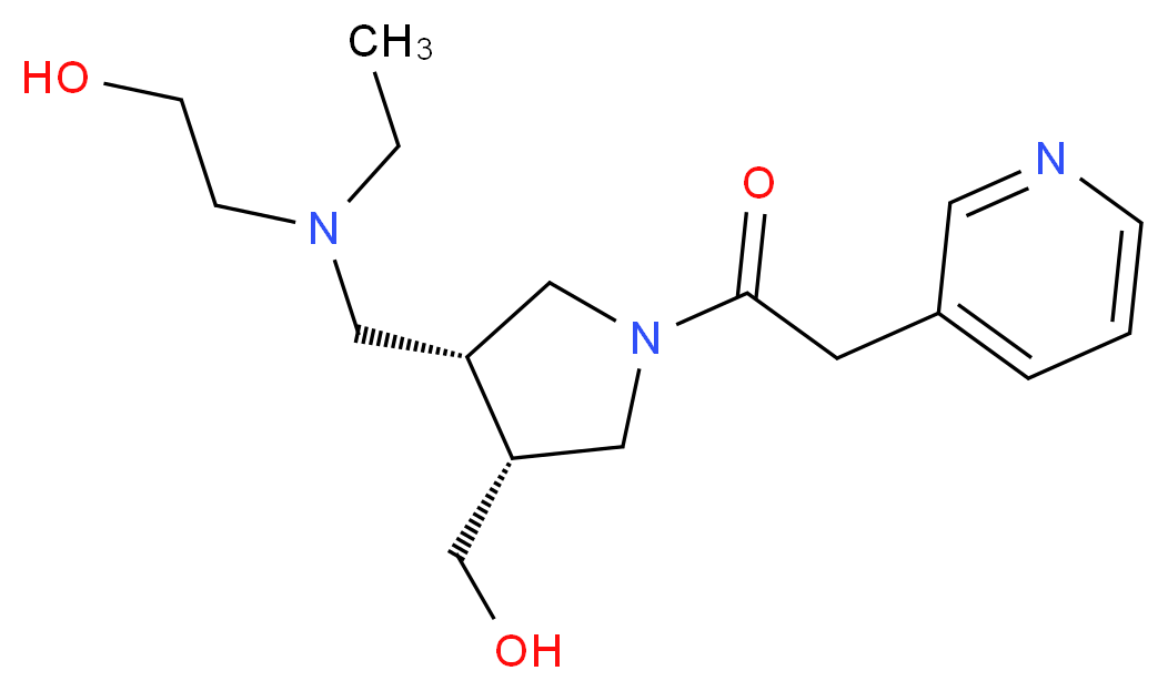 2-(ethyl{[(3R*,4R*)-4-(hydroxymethyl)-1-(pyridin-3-ylacetyl)pyrrolidin-3-yl]methyl}amino)ethanol_分子结构_CAS_)