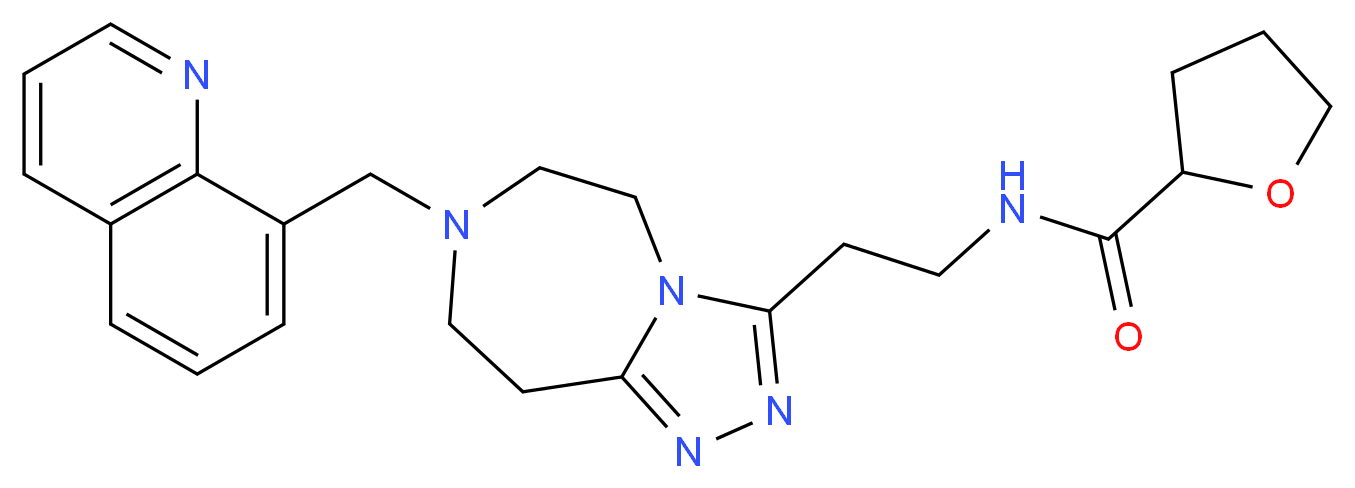 N-{2-[7-(8-quinolinylmethyl)-6,7,8,9-tetrahydro-5H-[1,2,4]triazolo[4,3-d][1,4]diazepin-3-yl]ethyl}tetrahydro-2-furancarboxamide_分子结构_CAS_)