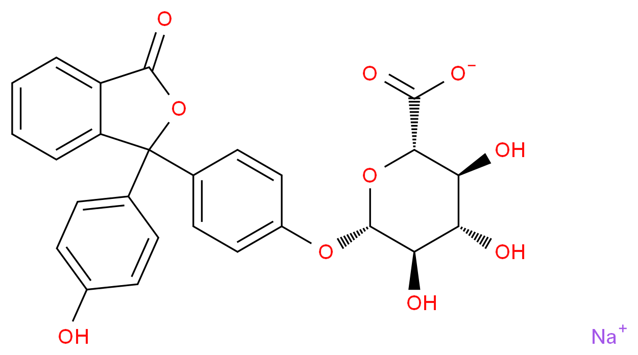 sodium (2S,3S,4S,5R,6S)-3,4,5-trihydroxy-6-{4-[1-(4-hydroxyphenyl)-3-oxo-1,3-dihydro-2-benzofuran-1-yl]phenoxy}oxane-2-carboxylate_分子结构_CAS_6820-54-8