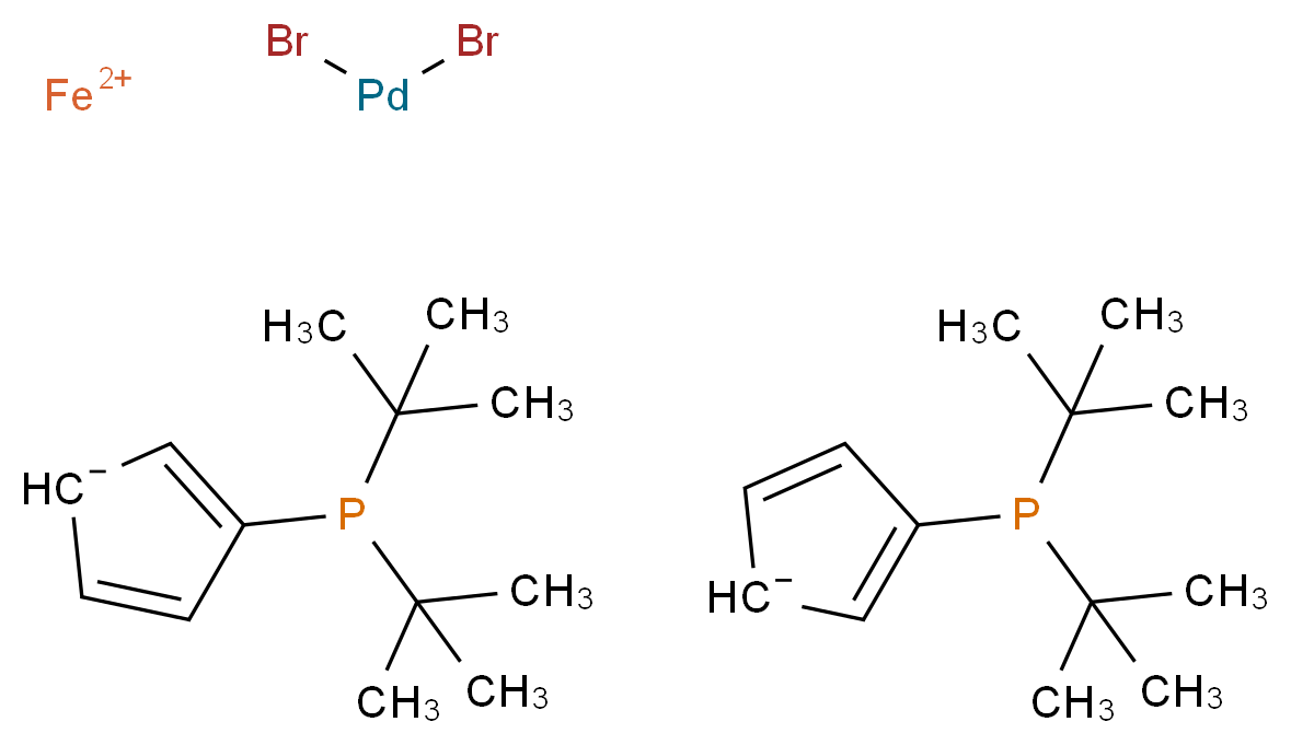 Dibromo[1,1'-bis(di-tert-butylphosphino)ferrocene]palladium(II)_分子结构_CAS_1000310-63-3)