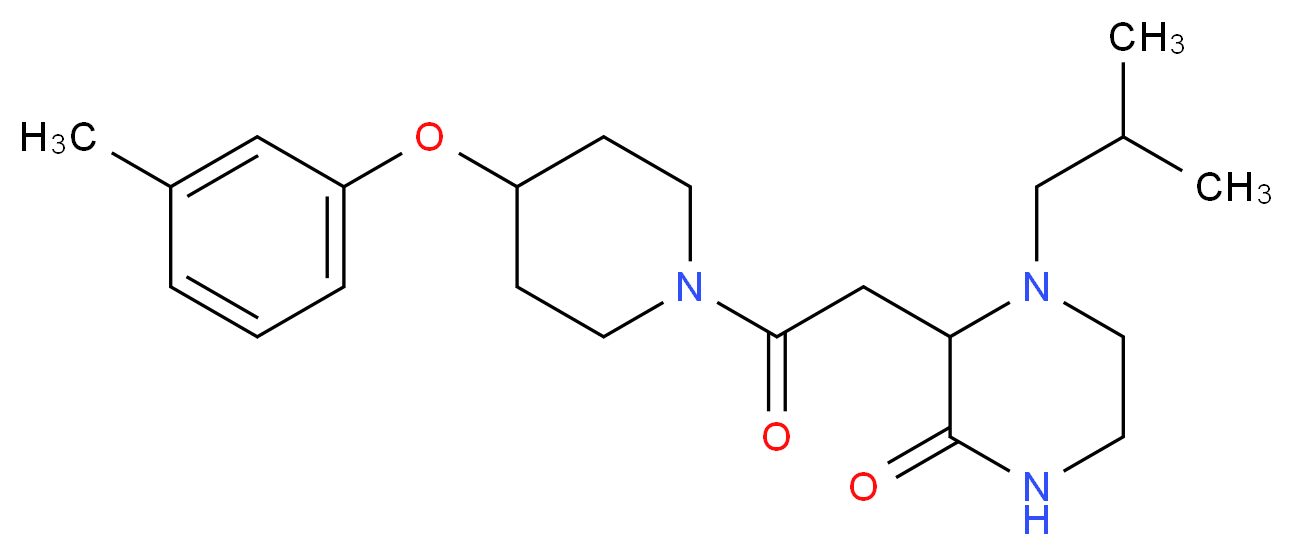 4-isobutyl-3-{2-[4-(3-methylphenoxy)-1-piperidinyl]-2-oxoethyl}-2-piperazinone_分子结构_CAS_)