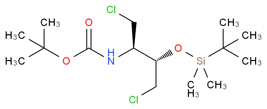 tert-butyl N-[(2R,3S)-3-[(tert-butyldimethylsilyl)oxy]-1,4-dichlorobutan-2-yl]carbamate_分子结构_CAS_326480-00-6