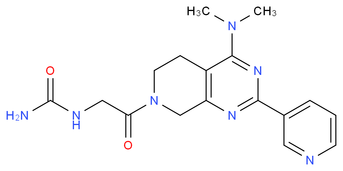 N-{2-[4-(dimethylamino)-2-pyridin-3-yl-5,8-dihydropyrido[3,4-d]pyrimidin-7(6H)-yl]-2-oxoethyl}urea (non-preferred name)_分子结构_CAS_)