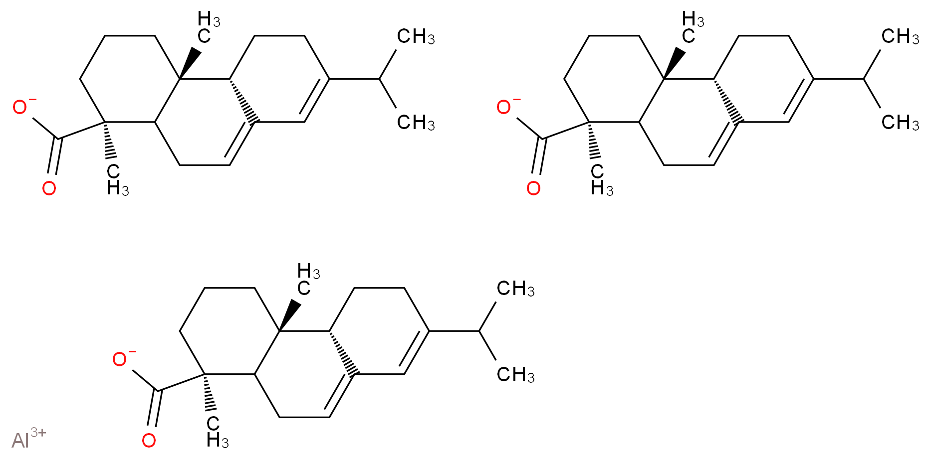 aluminium(3+) ion tris((1S,4aR,4bS)-1,4a-dimethyl-7-(propan-2-yl)-1,2,3,4,4a,4b,5,6,10,10a-decahydrophenanthrene-1-carboxylate)_分子结构_CAS_61789-65-9