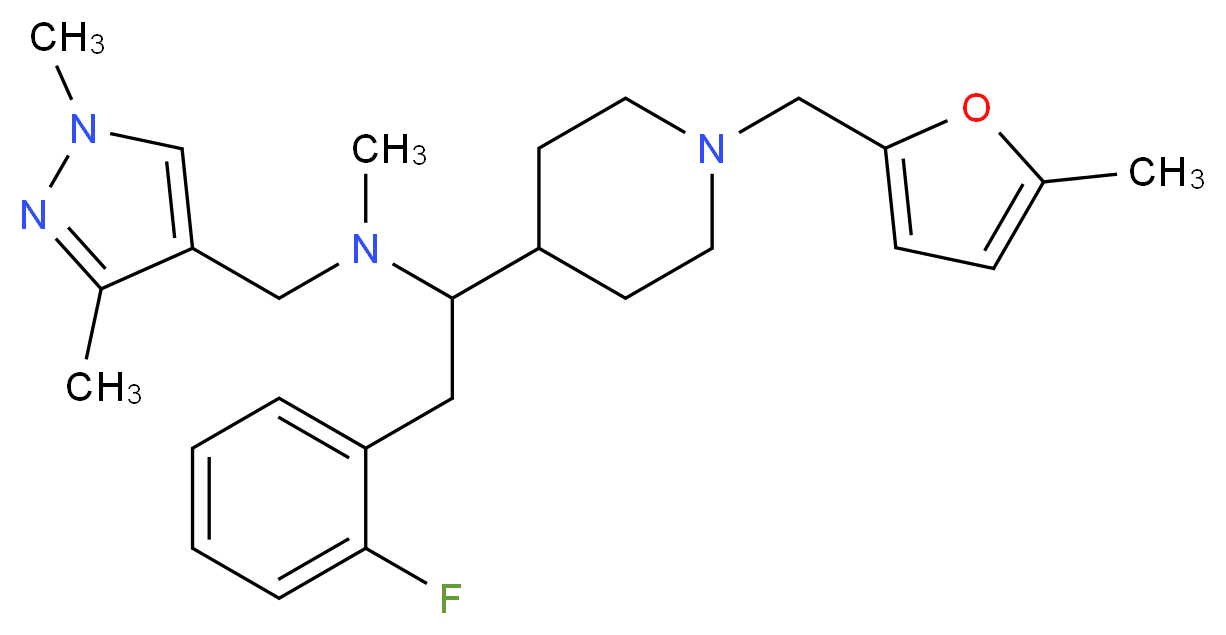 N-[(1,3-dimethyl-1H-pyrazol-4-yl)methyl]-2-(2-fluorophenyl)-N-methyl-1-{1-[(5-methyl-2-furyl)methyl]-4-piperidinyl}ethanamine_分子结构_CAS_)