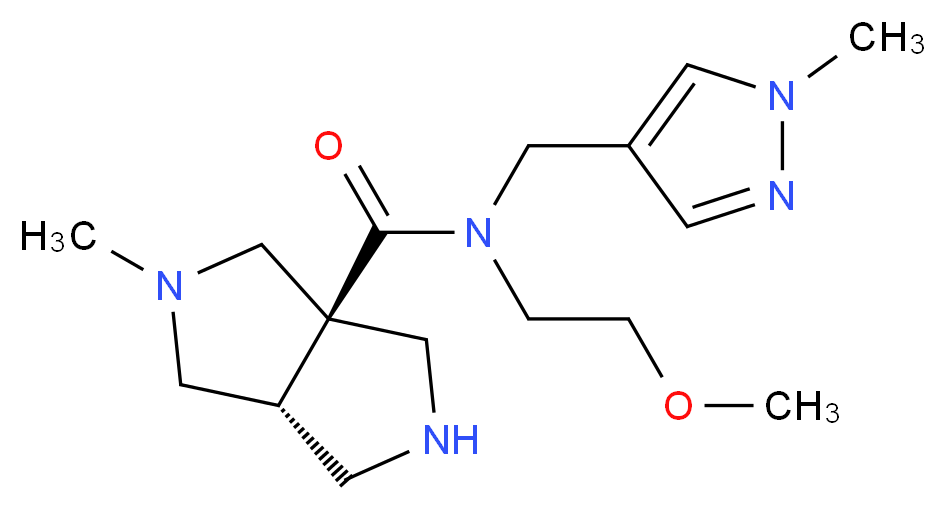 (3aR*,6aR*)-N-(2-methoxyethyl)-2-methyl-N-[(1-methyl-1H-pyrazol-4-yl)methyl]hexahydropyrrolo[3,4-c]pyrrole-3a(1H)-carboxamide_分子结构_CAS_)