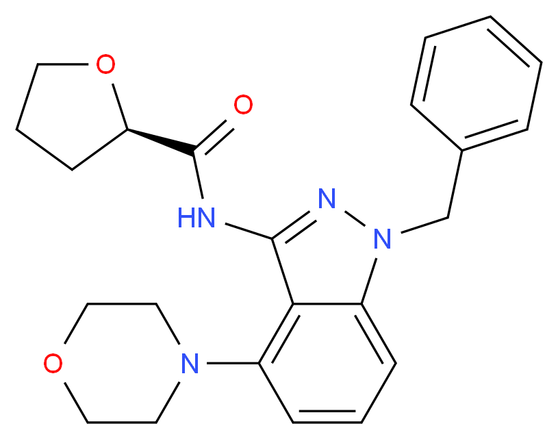 (2R)-N-(1-benzyl-4-morpholin-4-yl-1H-indazol-3-yl)tetrahydrofuran-2-carboxamide_分子结构_CAS_)